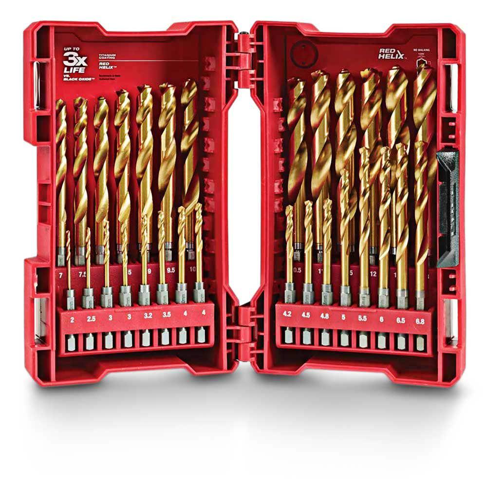 MILWAUKEE 2-13mm 1 4-Hex Metric Jobber Drill Bit Set - SHOCKWAVE RED-HELIX - 29 Piece 48894862