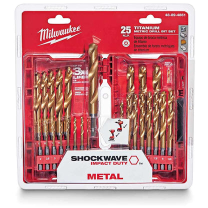 MILWAUKEE 2-13mm Metric 1 4-Hex Quick-Change HSS-TiN Jobber Drill Bit Set - RED-HELIX - 25 Piece 48894861