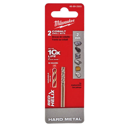 MILWAUKEE 2 x 49mm HSS-Cobalt Metal Jobber Drill Bit - RED HELIX 48892503
