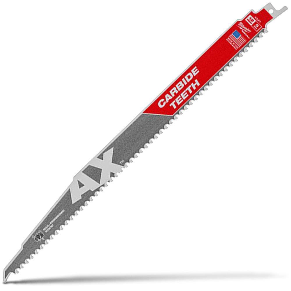 MILWAUKEE 300mm 5TPI TCT Reciprocating Saw Blade for Wood Nail Demolition - THE AX 48005227
