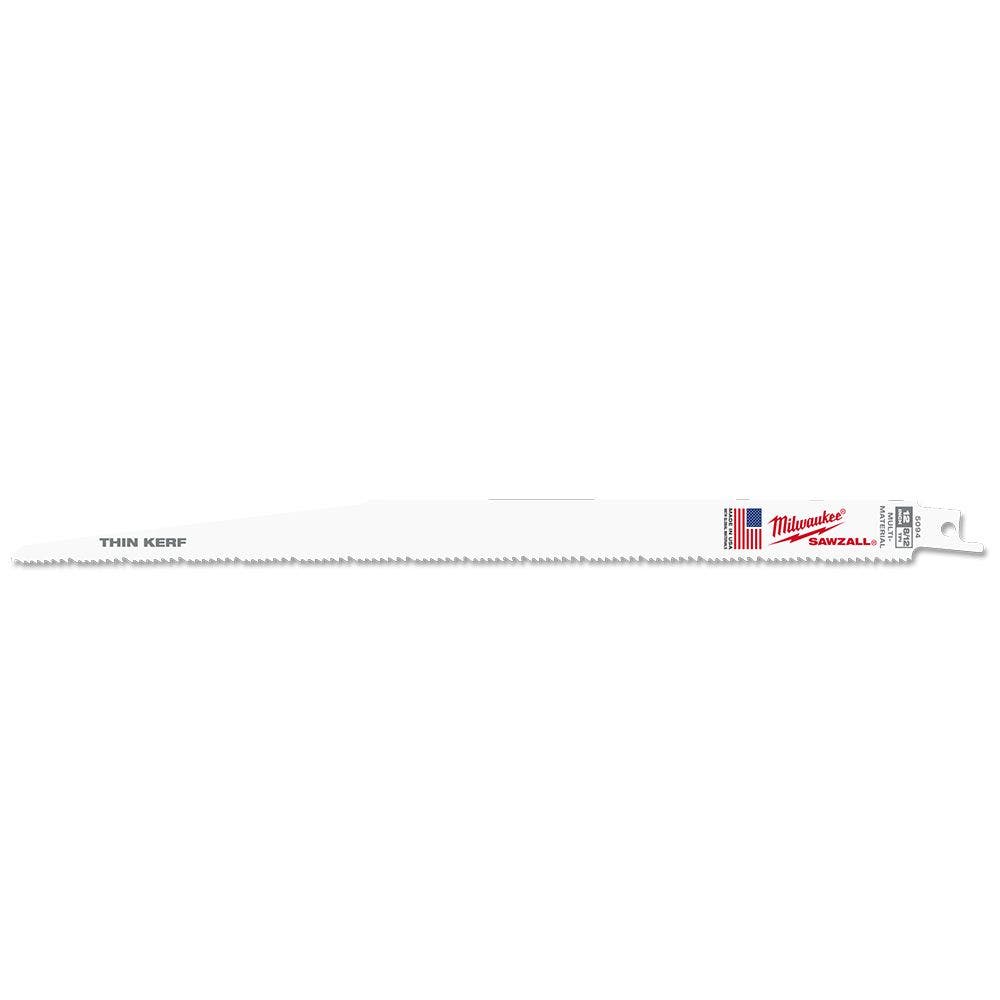 MILWAUKEE 300mm 8 12TPI Bi-Metal Reciprocating Saw Blade for Wood and Metal Cutting - THIN KERF - 5 Piece 48005094