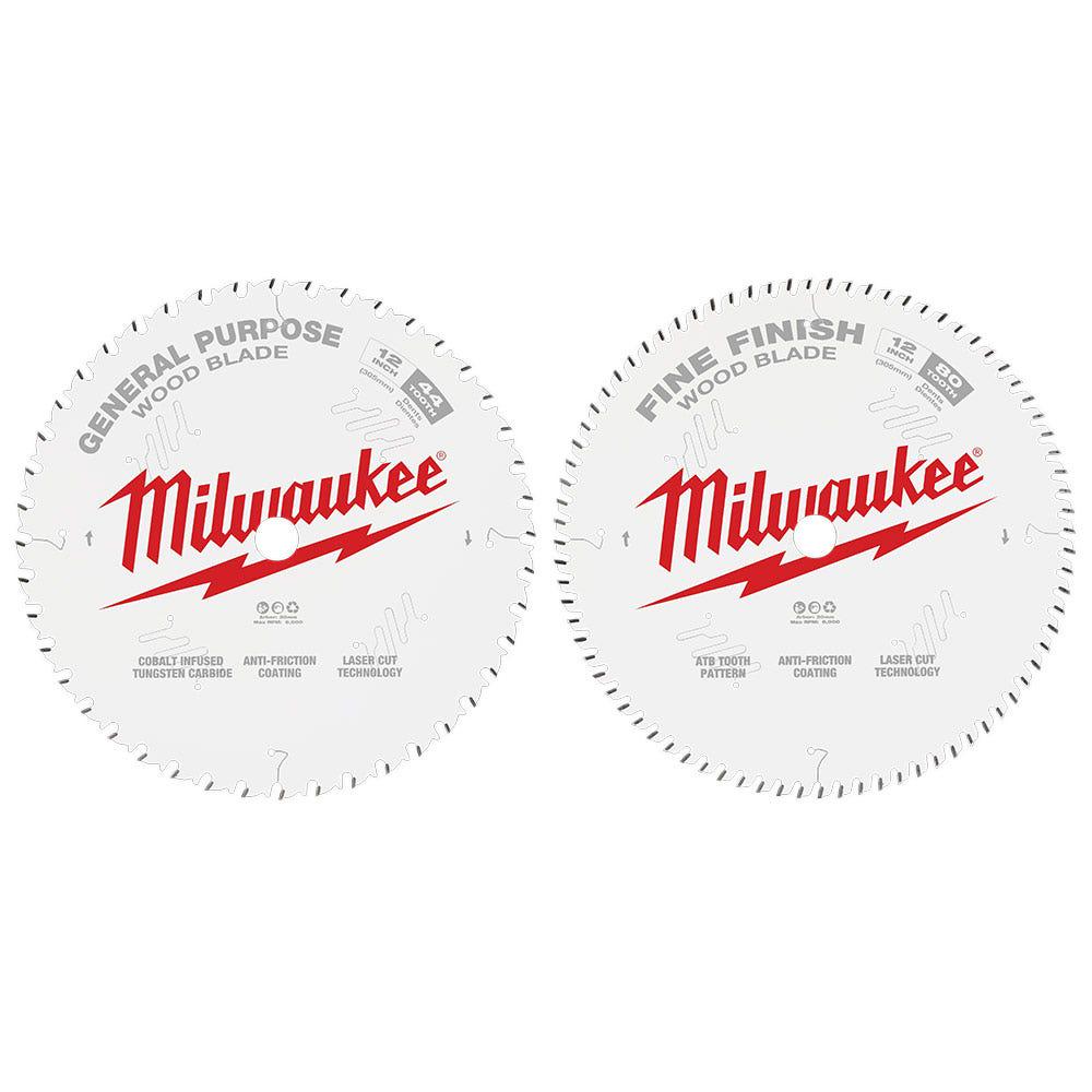 MILWAUKEE 305mm (12 ) General Purpose 44T and Fine Finish 80T Circular Saw Blades - 2 Piece 48408232