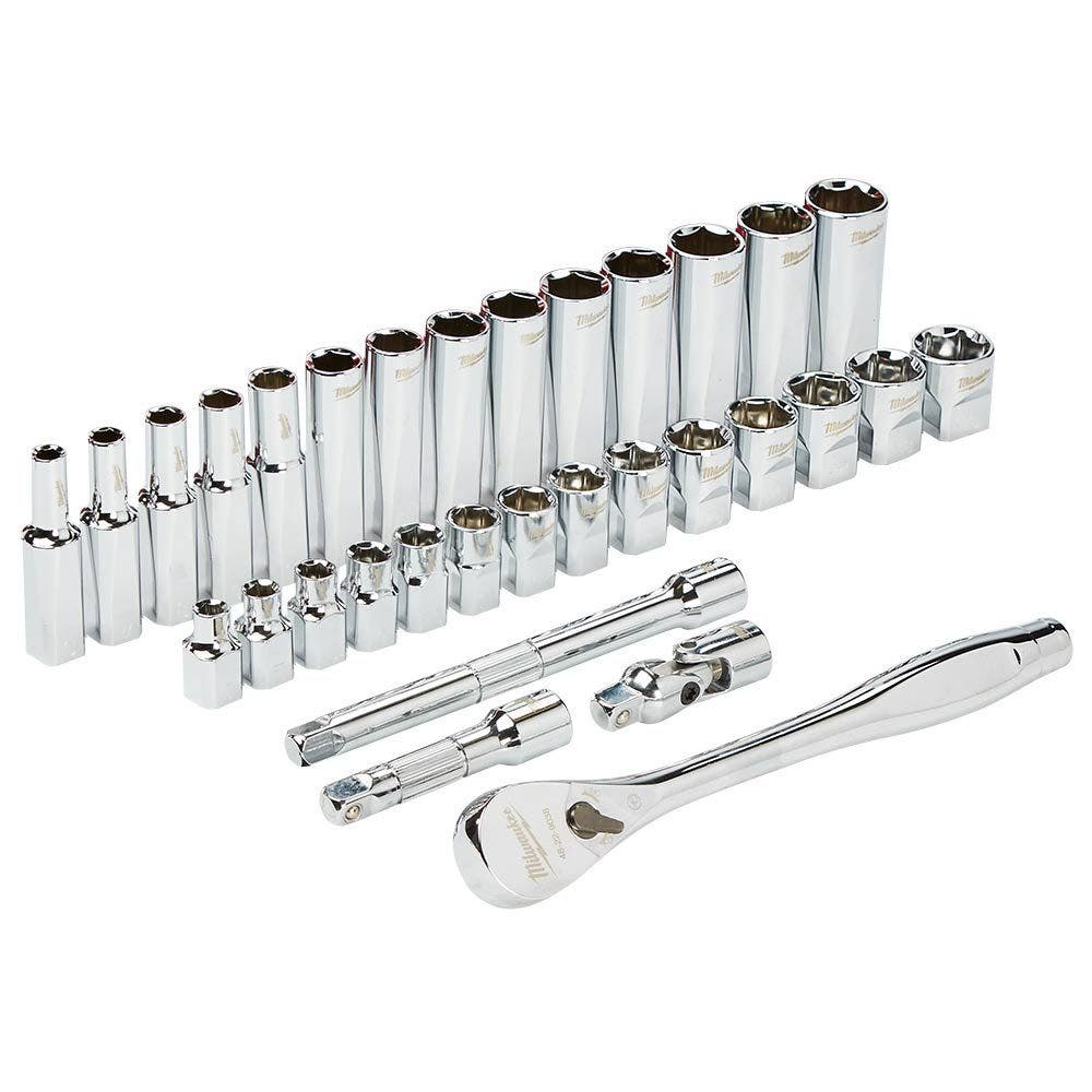 MILWAUKEE 32pc 3 8inch Drive Metric Socket Set 48229508