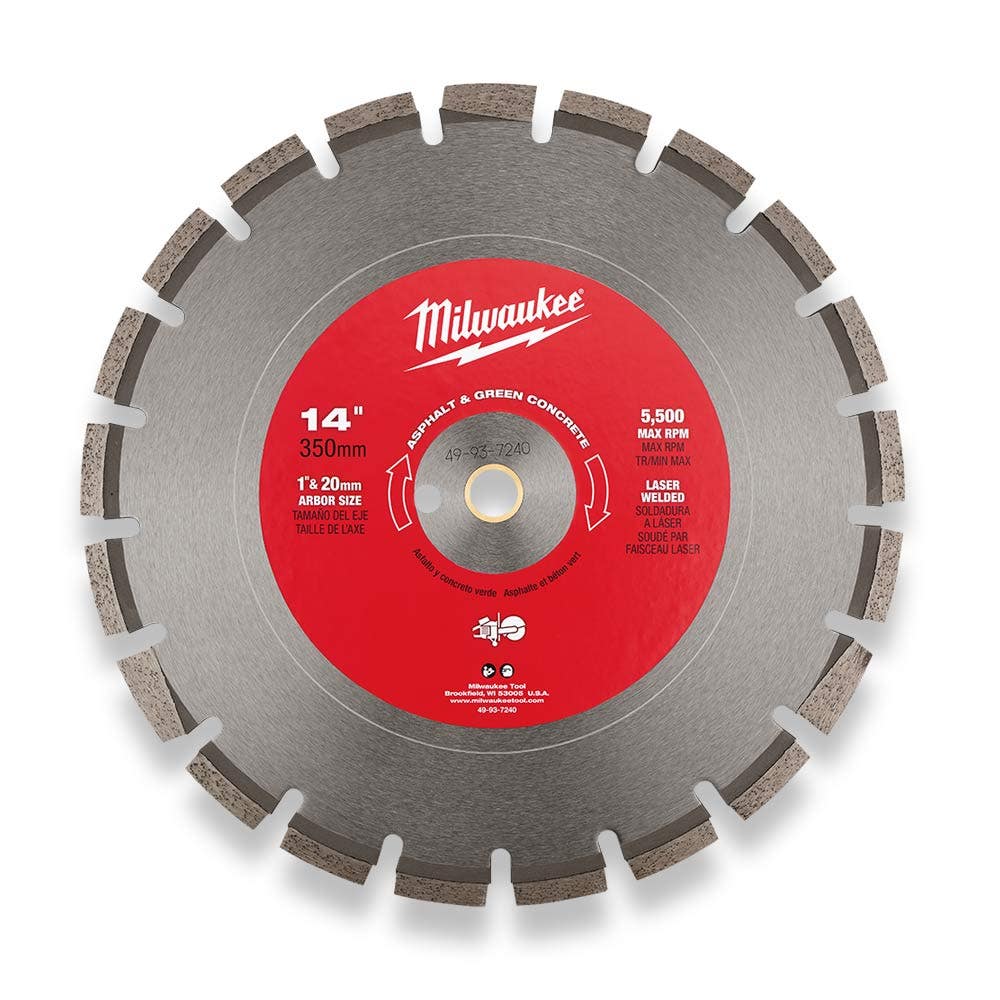 MILWAUKEE 350mm (14 ) Diamond Asphalt and Green Concrete Segmented Blade 49937240