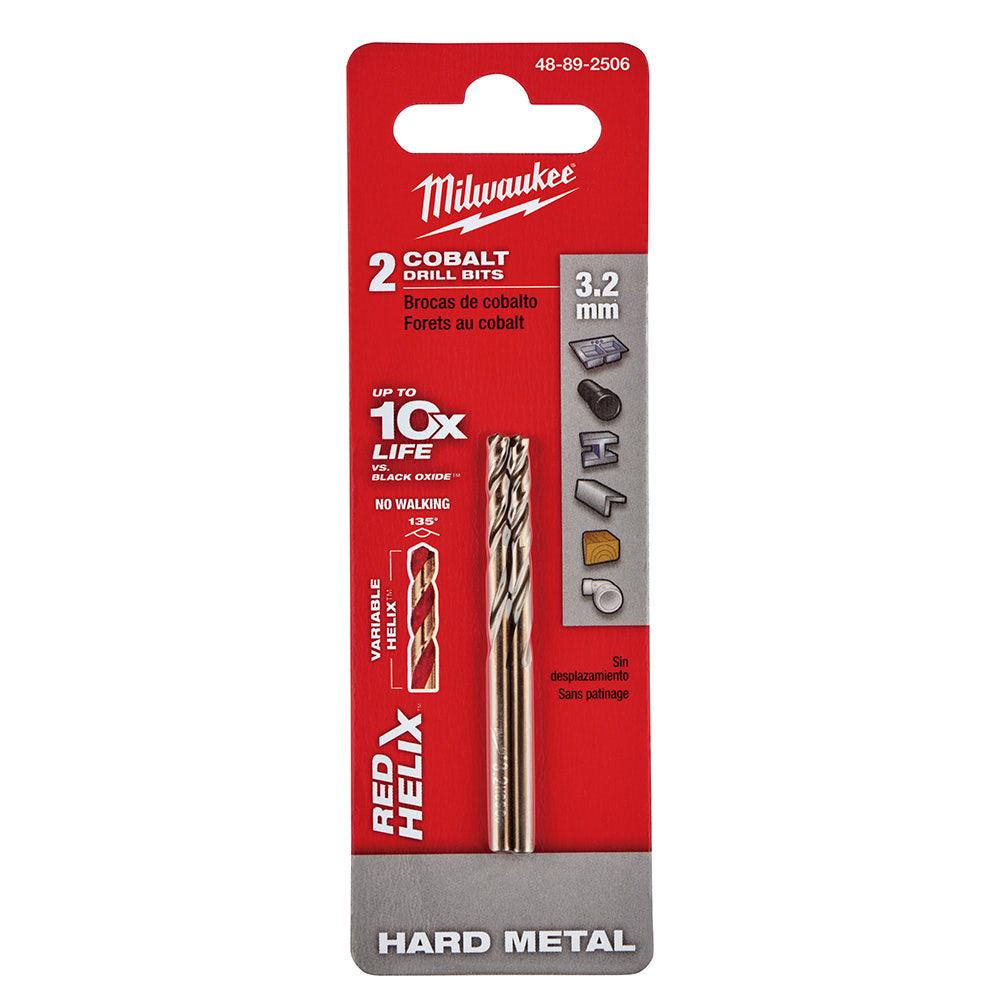 MILWAUKEE 3.2 x 65mm HSS-Cobalt Metal Jobber Drill Bit - RED HELIX 48892506
