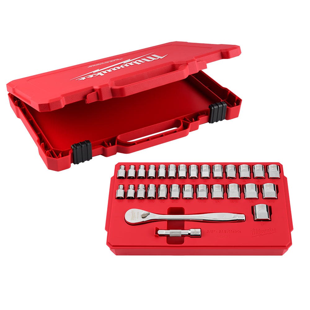 MILWAUKEE 3 8 Drive SAE Metric Socket Set - 29 Piece 48229088