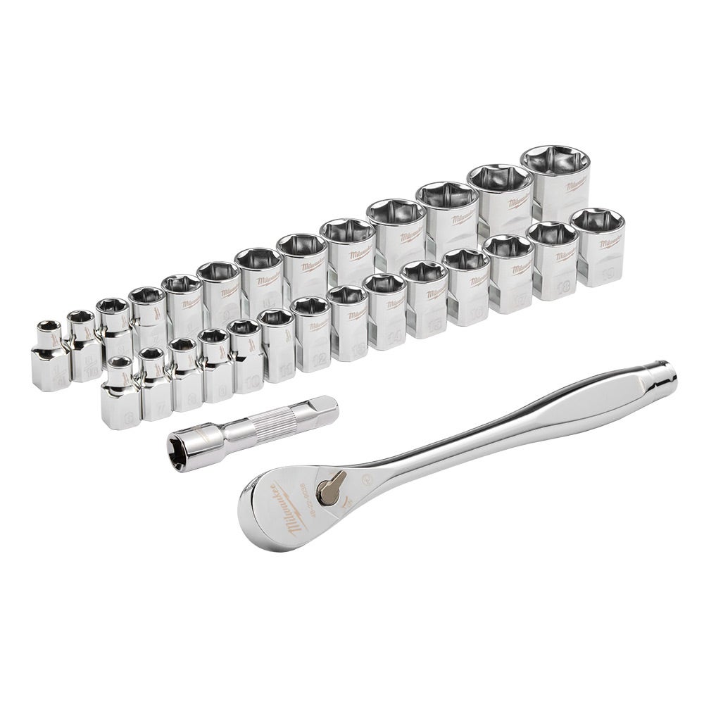 MILWAUKEE 3 8 Drive SAE Metric Socket Set - 29 Piece 48229088