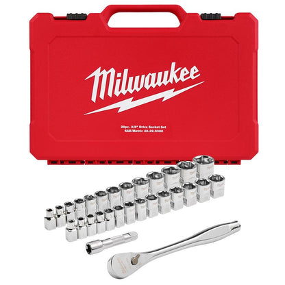 MILWAUKEE 3 8 Drive SAE Metric Socket Set - 29 Piece 48229088