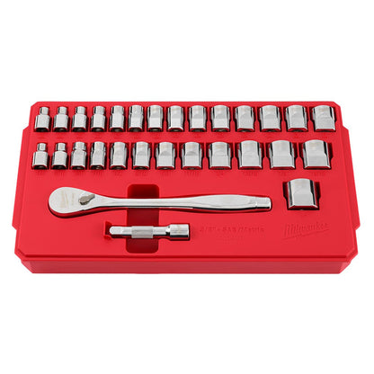 MILWAUKEE 3 8 Drive SAE Metric Socket Set - 29 Piece 48229088