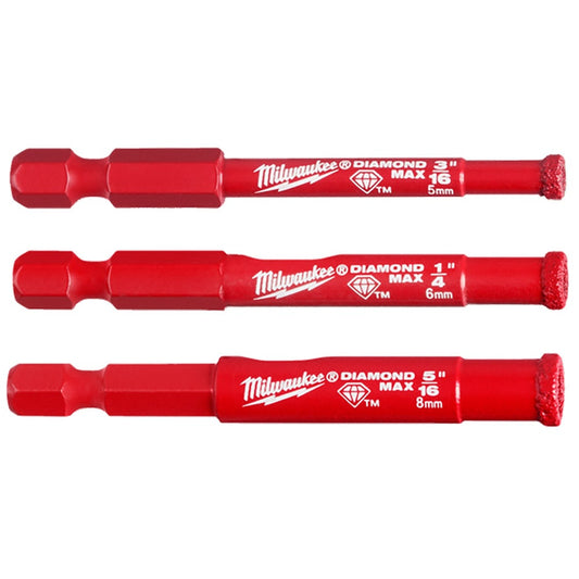 MILWAUKEE 3 Pcs Diamond Max Diamond Grit Hole Saw 49560500