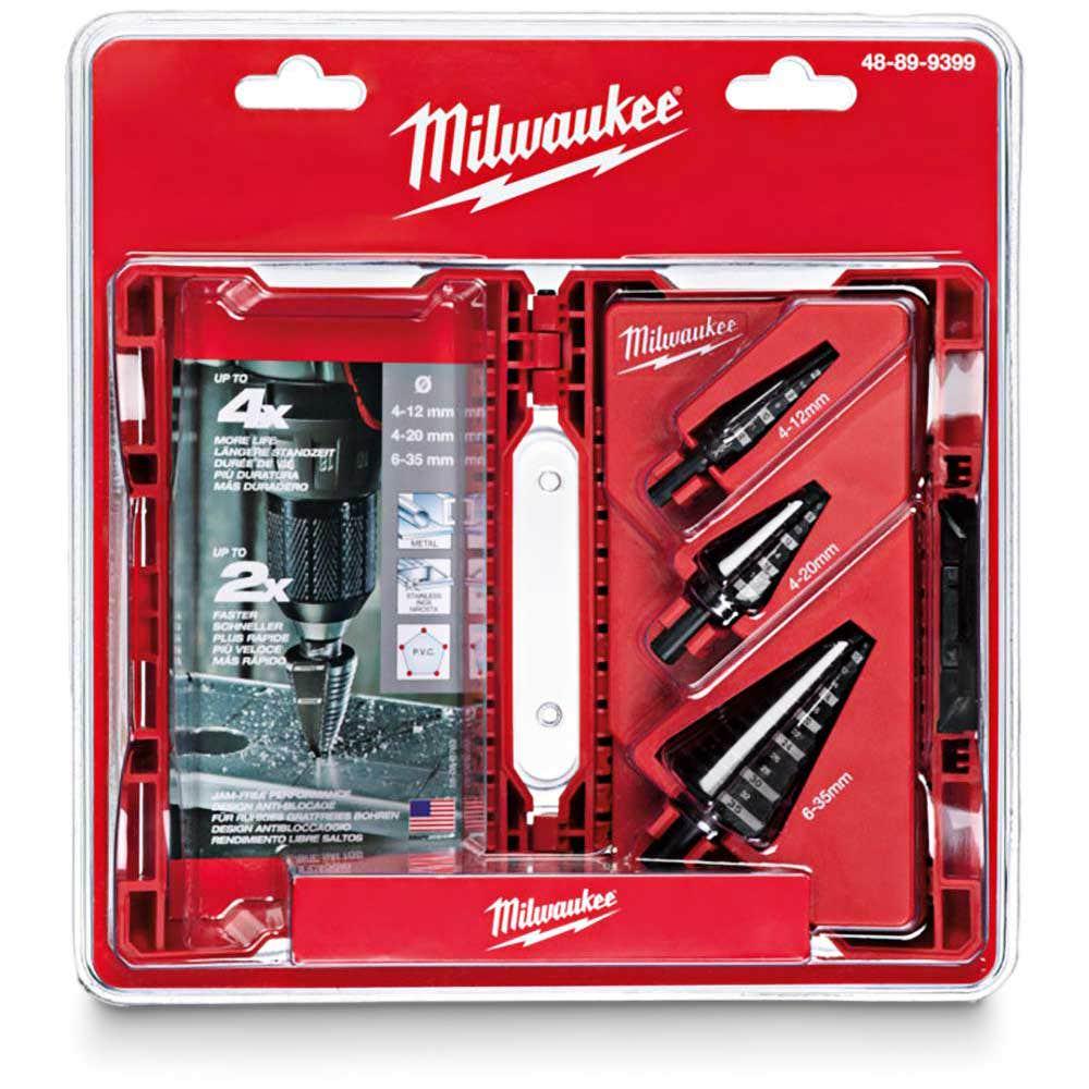 MILWAUKEE 3 Piece 4-12mm, 4-20mm, 6-35mm HSS Step Drill Bit Set 48899399