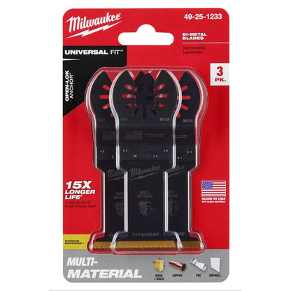 MILWAUKEE 3 piece 35mm OPEN-LOK Titanium Enhanced Bi-Metal Multi-Material Blade 49251233