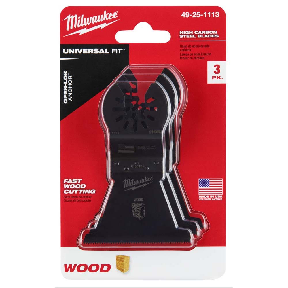 MILWAUKEE 3 piece 63.5mm OPEN-LOK High Carbon Steel Wood Blade 49251113
