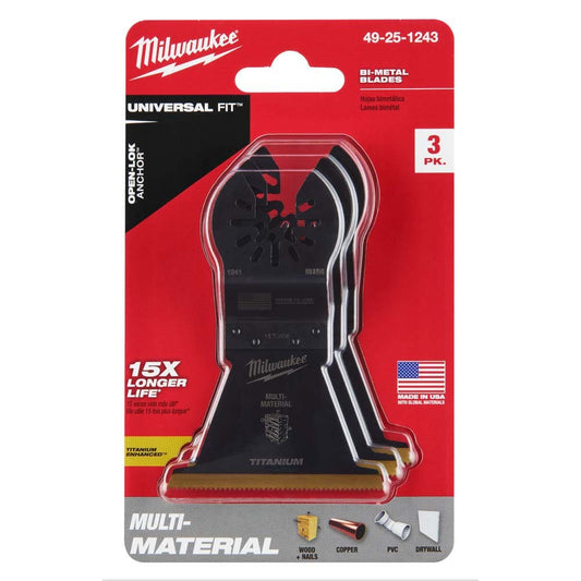 MILWAUKEE 3 piece 63.5mm OPEN-LOK Titanium Enhanced Bi-Metal Multi-Material Blade 49251243
