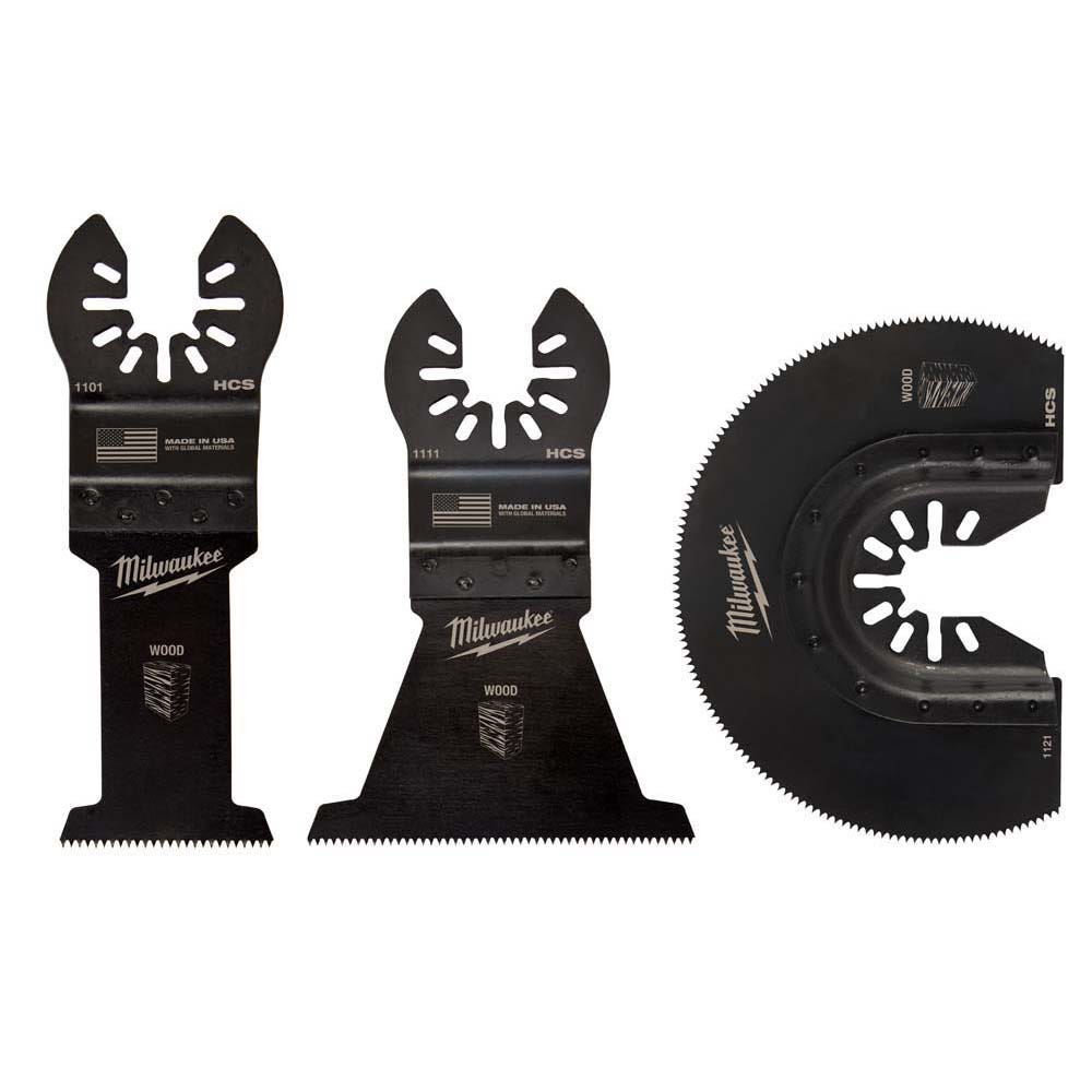MILWAUKEE 3 piece OPEN-LOK Wood Blade Multi Tool Blade Variety Pack 49109004