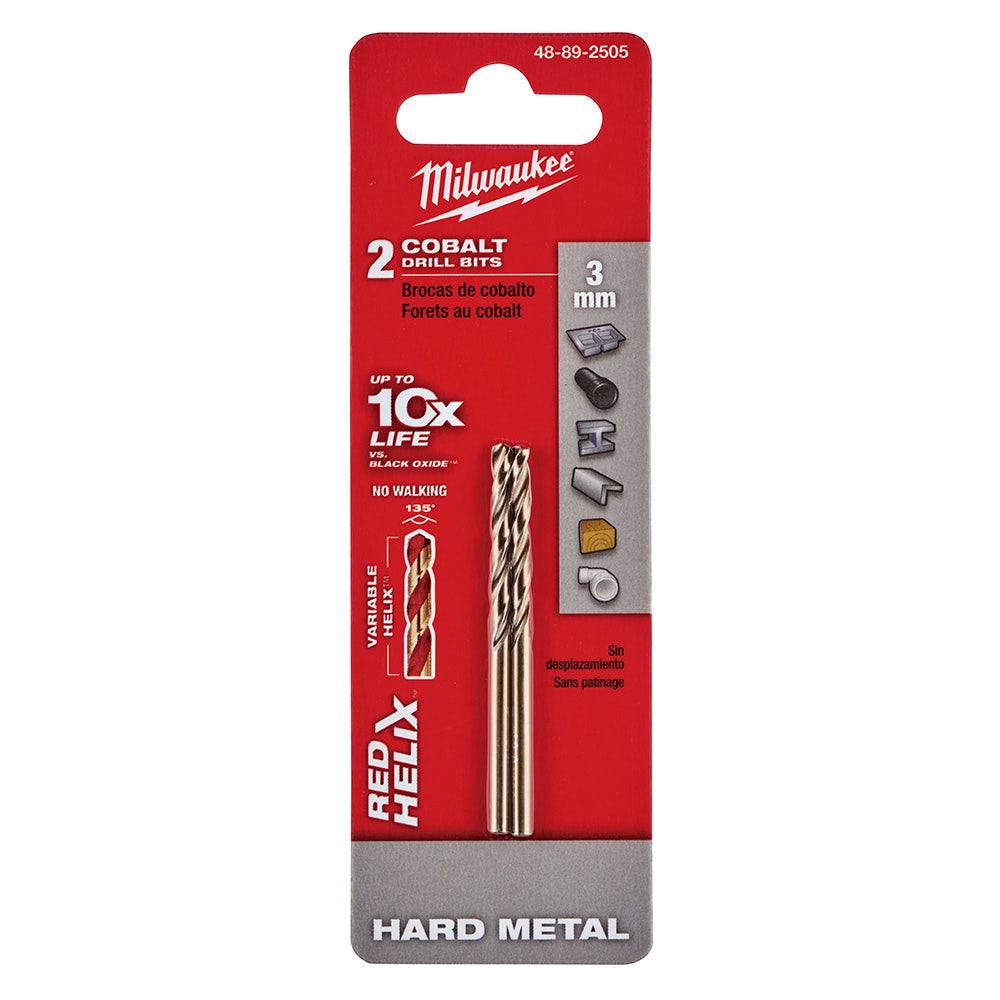 MILWAUKEE 3 x 61mm HSS-Cobalt Metal Jobber Drill Bit - RED HELIX 48892505