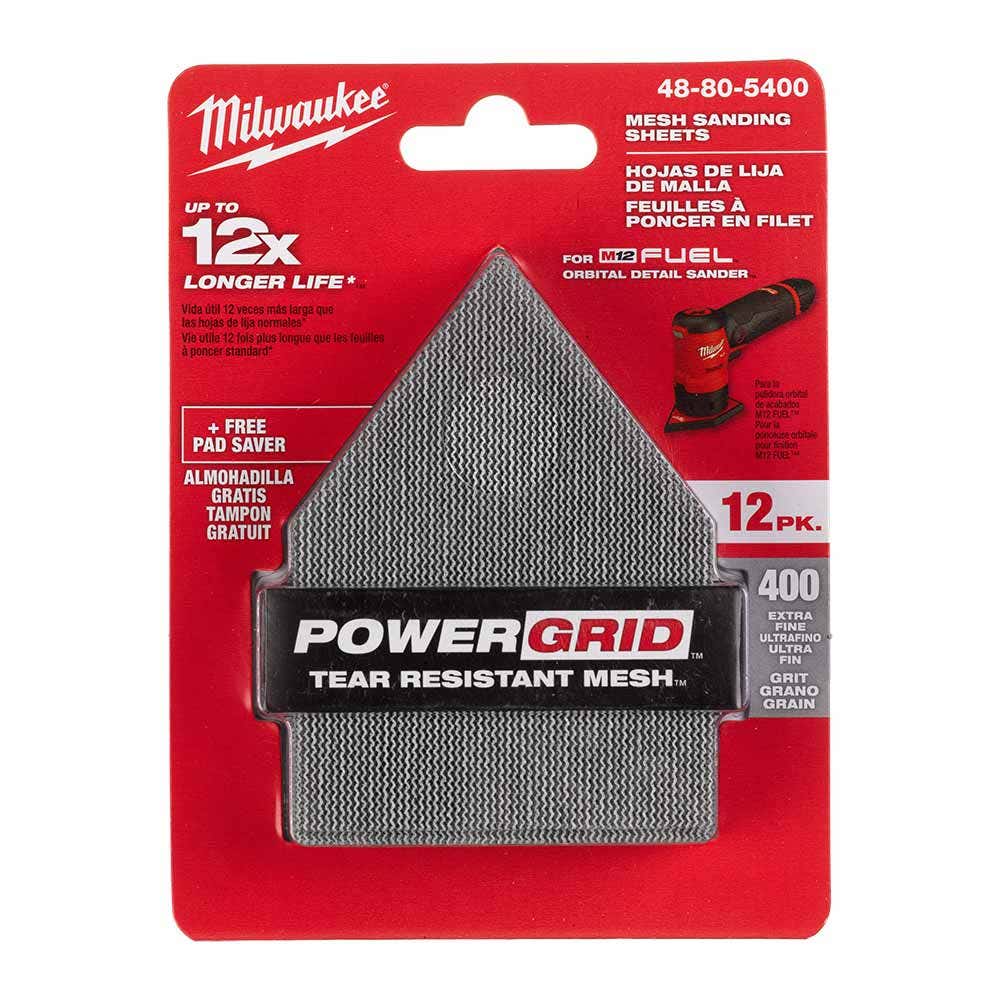 MILWAUKEE 400 Grit H&L Net Pentagon Sandpaper - 12 Pack 48805400