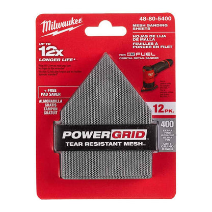 MILWAUKEE 400 Grit H&L Net Pentagon Sandpaper - 12 Pack 48805400