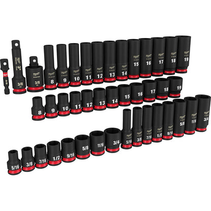 MILWAUKEE 43 Piece 3 8inch Drive 6 Point SAE and Metric Impact Socket Set 49667009