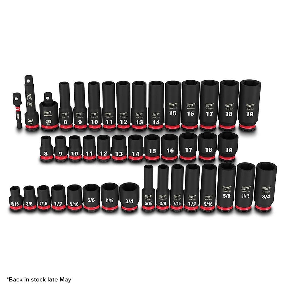 MILWAUKEE 43 Piece 3 8inch Drive 6 Point SAE and Metric Impact Socket Set 49667009