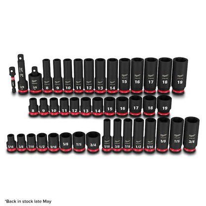 MILWAUKEE 43 Piece 3 8inch Drive 6 Point SAE and Metric Impact Socket Set 49667009