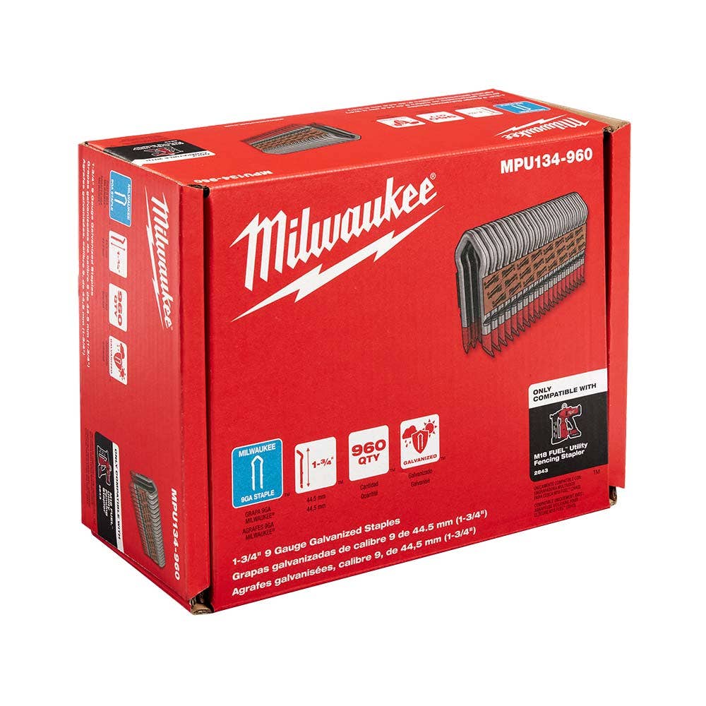 MILWAUKEE 45mm Fencing Staple 9GA 4mm - 960 pack MPU134960