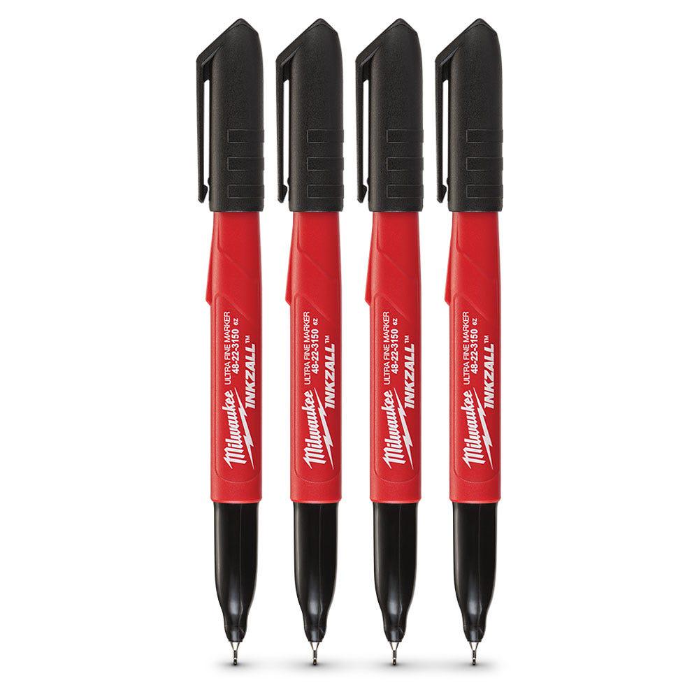 MILWAUKEE 4Pk Inkzall Blk Ultra Fine Point Markers 48223154