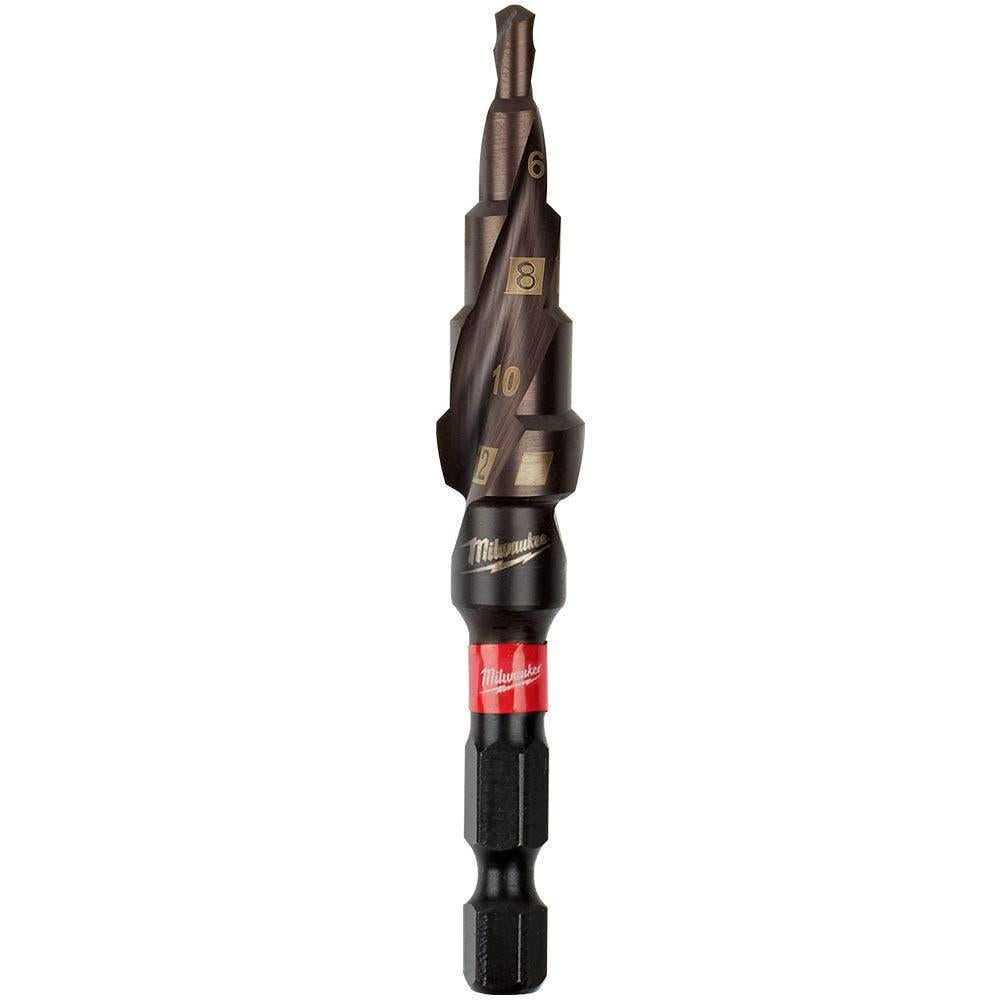 MILWAUKEE 4-12mm 5-Step 1/4-Hex HSS-TiAlN Spiral Flute Step Drill Bit - SHOCKWAVE 48899262