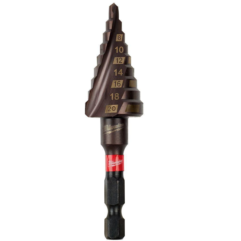 MILWAUKEE 4-20mm 9-Step 1 4-Hex HSS-TiAlN Spiral Flute Step Drill Bit - SHOCKWAVE 48899263