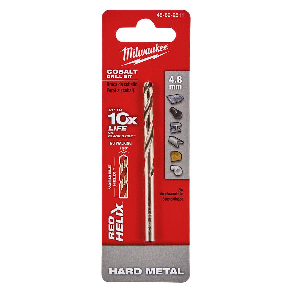 MILWAUKEE 4.8 x 86mm HSS-Cobalt Metal Jobber Drill Bit - RED HELIX 48892511