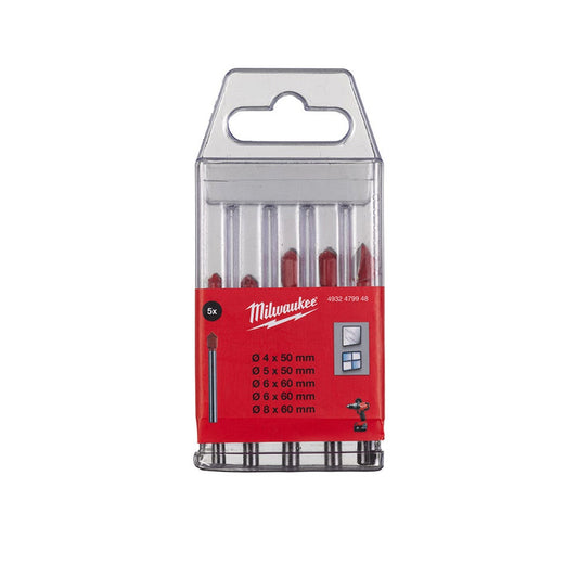 MILWAUKEE 4-8mm Glass and Tile Drill Bit Set - 5 Piece 4932479948