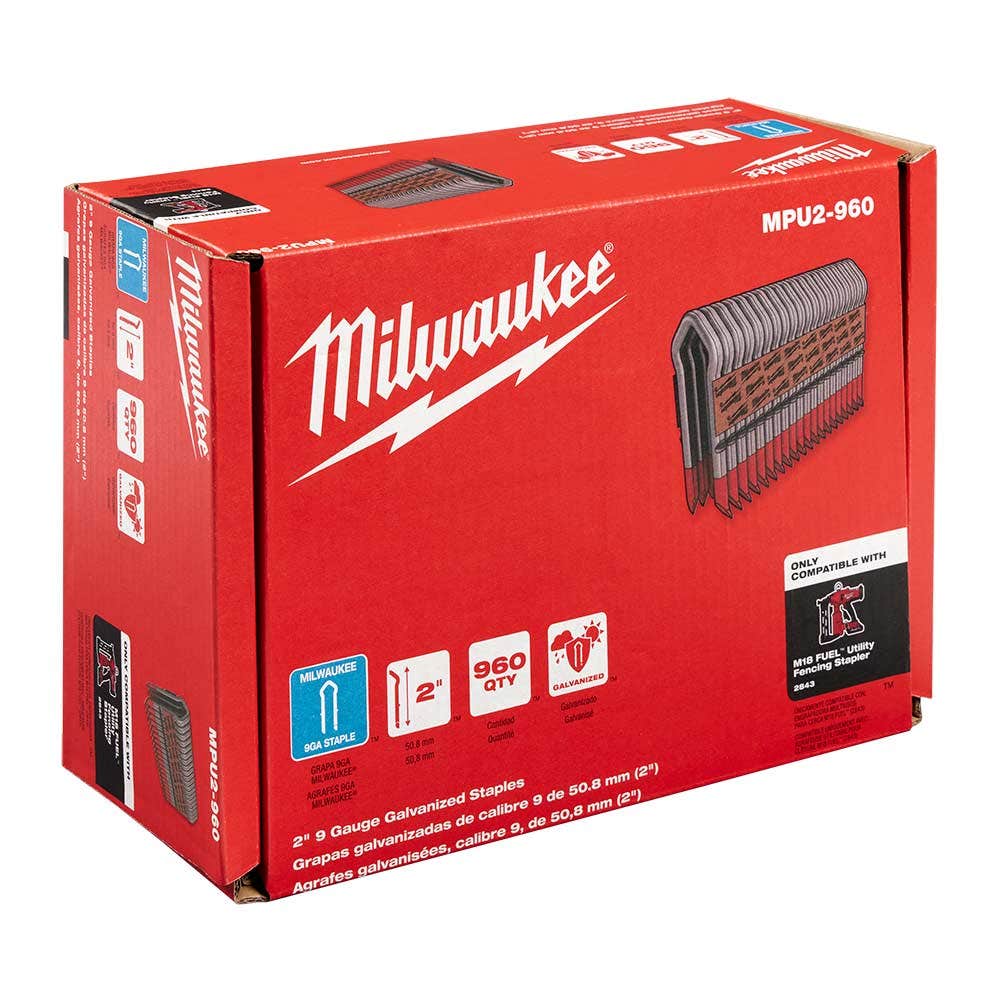 MILWAUKEE 50mm Fencing Staple 9GA 4mm - 960 pack MPU2960