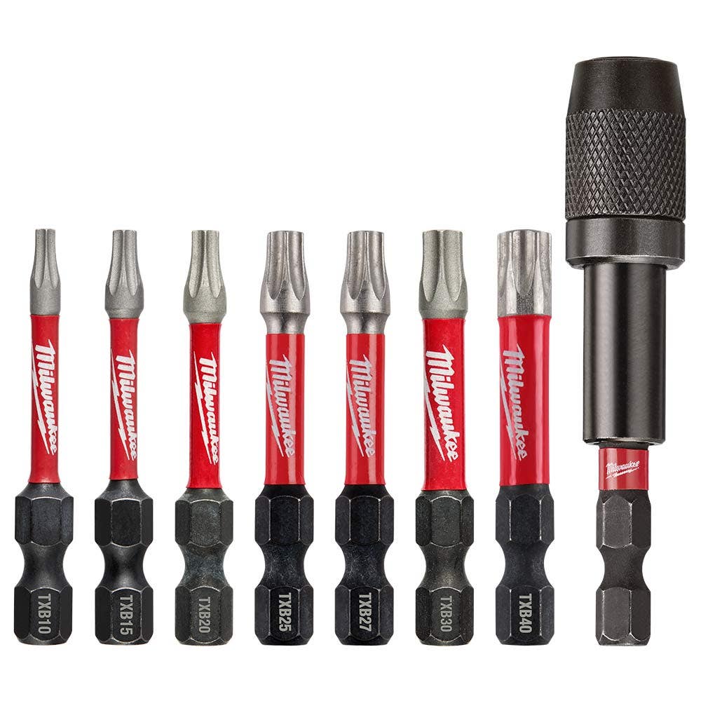 MILWAUKEE 50mm Torx Insert Impact Screwdriver Bit Set - SHOCKWAVE - 8 Piece 48324689