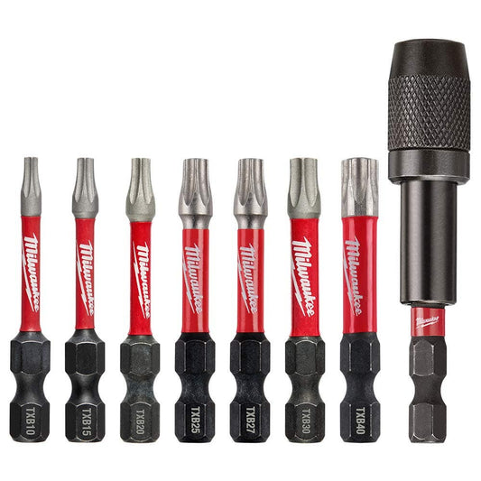 MILWAUKEE 50mm Torx Insert Impact Screwdriver Bit Set - SHOCKWAVE - 8 Piece 48324689