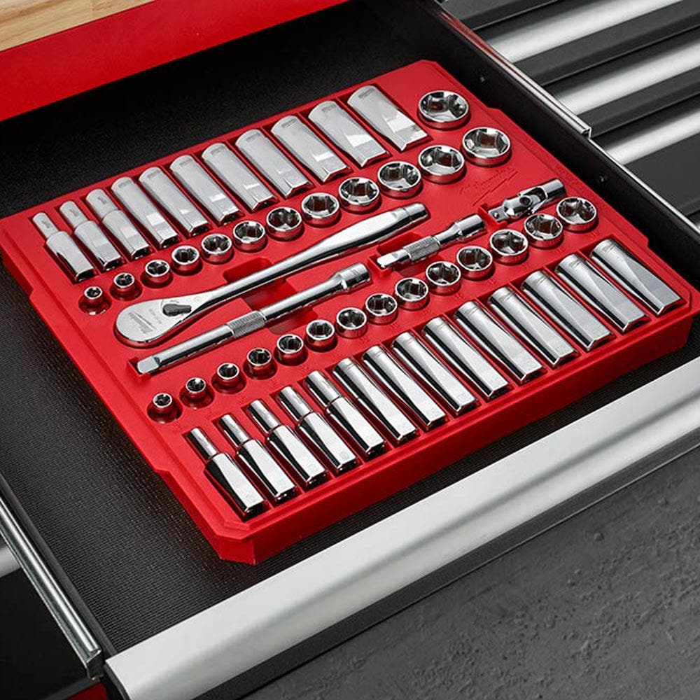 MILWAUKEE 56pc 3 8inch Drive Metric AF Socket Set 48229008