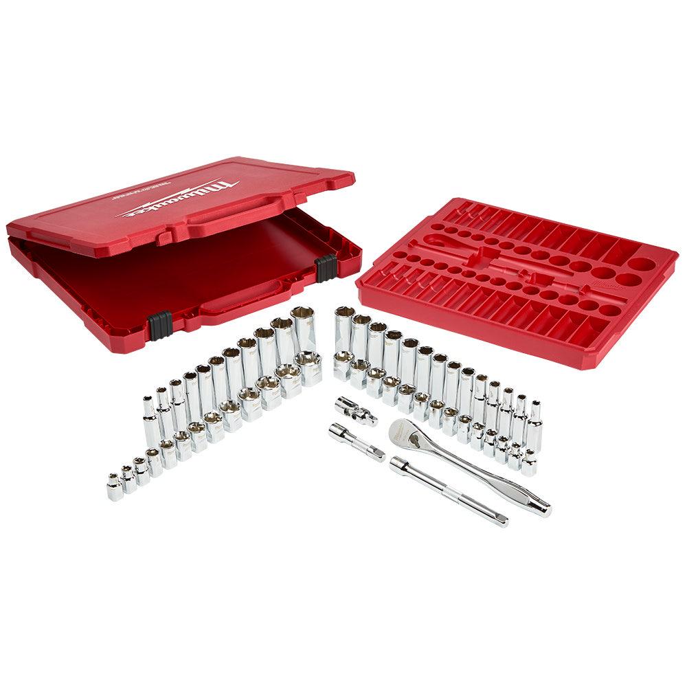MILWAUKEE 56pc 3 8inch Drive Metric AF Socket Set 48229008
