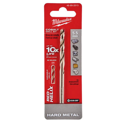 MILWAUKEE 5.5 x 93mm HSS-Cobalt Metal Jobber Drill Bit - RED HELIX 48892513