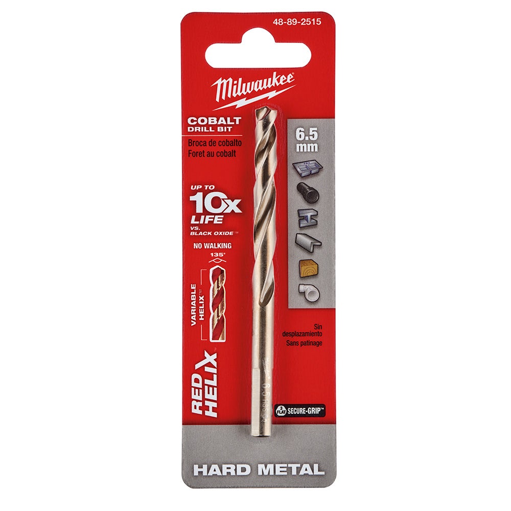 MILWAUKEE 6.5 x 101mm HSS-Cobalt Metal Jobber Drill Bit - RED HELIX 48892515