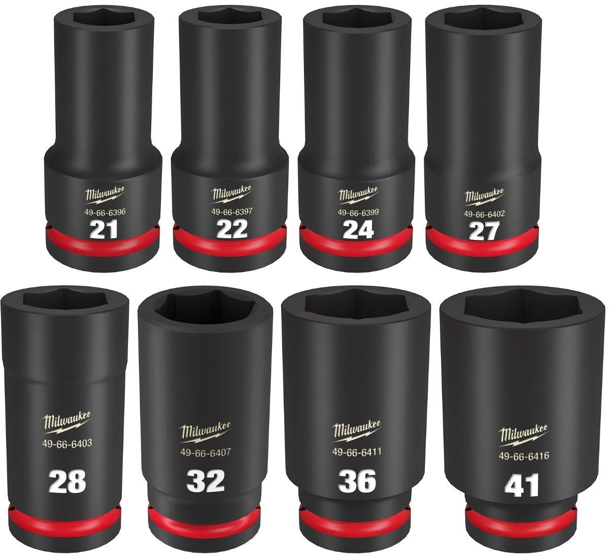 MILWAUKEE 8 Piece 3 4inch Drive 6 Point Shockwave Metric Deep Impact Socket Set 49667055