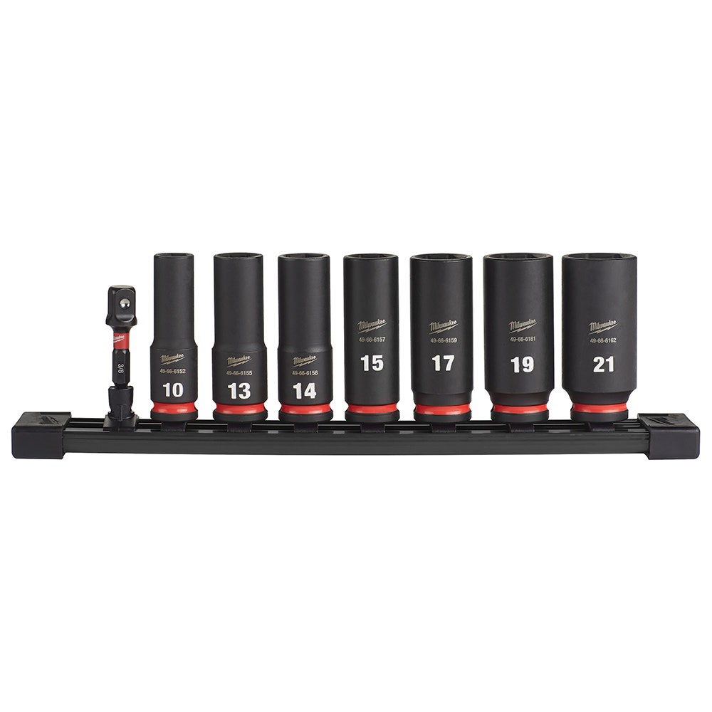 MILWAUKEE 8 Piece 3/8inch Drive 6 Point Shockwave Metric Deep Impact Socket Set 49667021