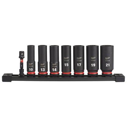 MILWAUKEE 8 Piece 3/8inch Drive 6 Point Shockwave Metric Deep Impact Socket Set 49667021