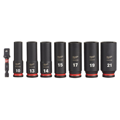 MILWAUKEE 8 Piece 3/8inch Drive 6 Point Shockwave Metric Deep Impact Socket Set 49667021