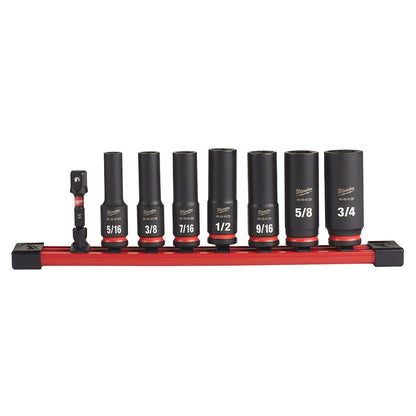 MILWAUKEE 8 Piece 3 8inch Drive 6 Point Shockwae SAE Deep Impact Socket Set 49667024