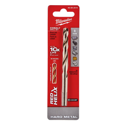 MILWAUKEE 8 x 117mm HSS-Cobalt Metal Jobber Drill Bit - RED HELIX 48892519