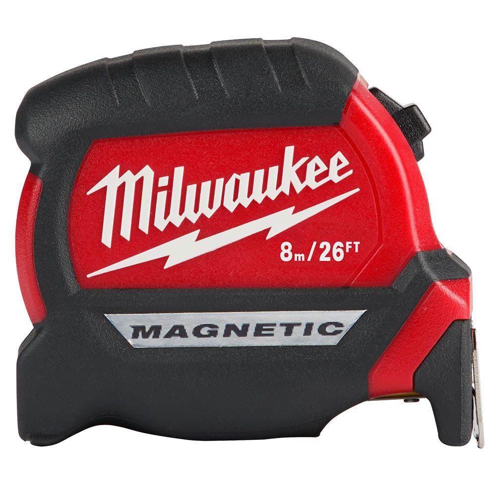 MILWAUKEE 8m 26ft x 25mm Compact Magnetic Tape Measure 48220526