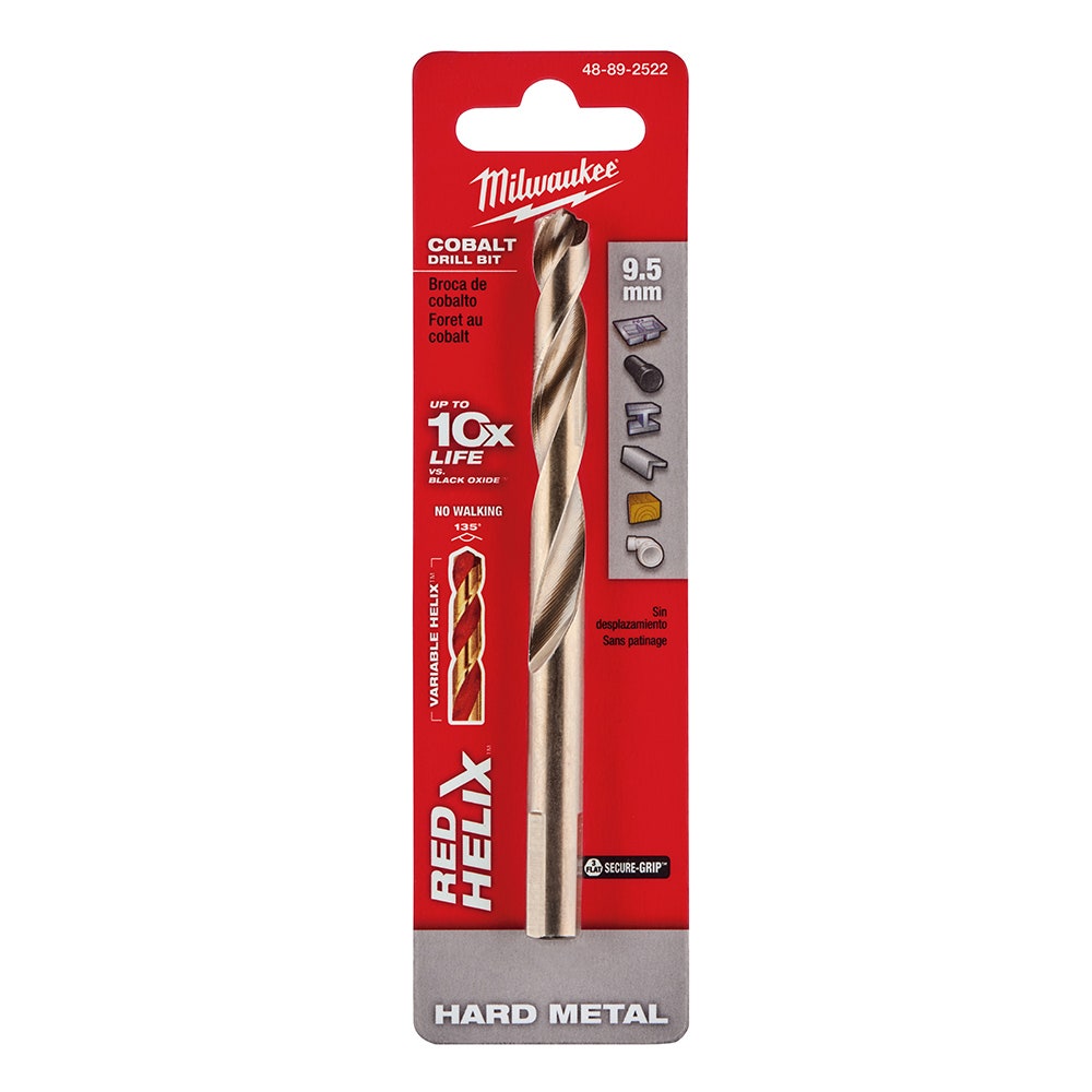MILWAUKEE 9.5 x 125mm HSS-Cobalt Metal Jobber Drill Bit - RED HELIX 48892522