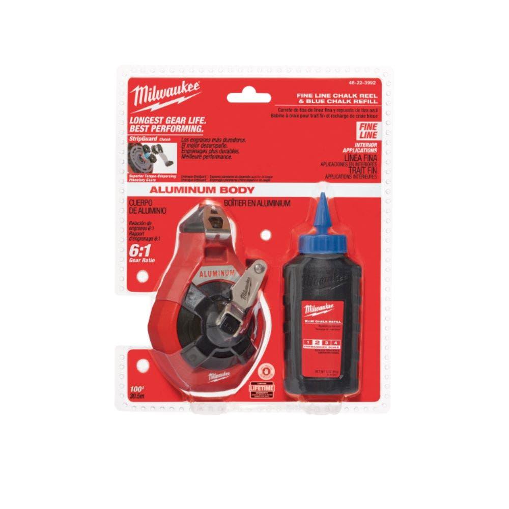 MILWAUKEE Fine Line Chalk Reel Kit w Blu Chalk 48223992