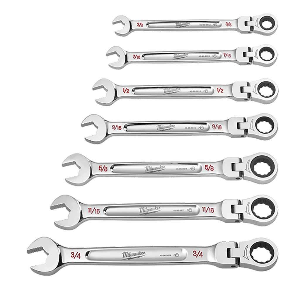 MILWAUKEE Flex Head Combination Wrenches 7 Pieces 48229429