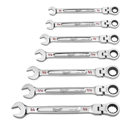 MILWAUKEE Flex Head Combination Wrenches 7 Pieces 48229429
