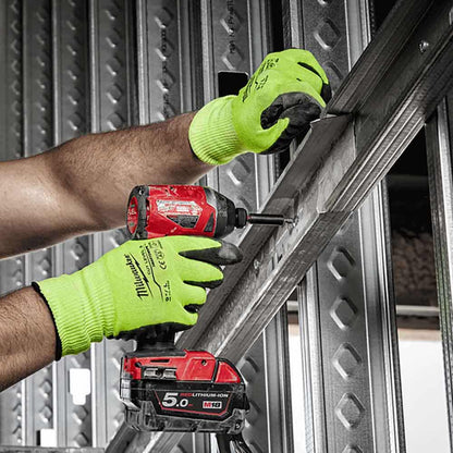 MILWAUKEE High Visibility Cut Level 3 Polyurethane Dipped Gloves XL 48738934